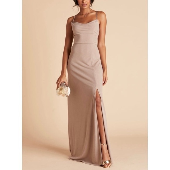 Birdy Grey Ash Dress Crepe Taupe NWT Medium Bridesmaid Dress - Picture 1 of 10